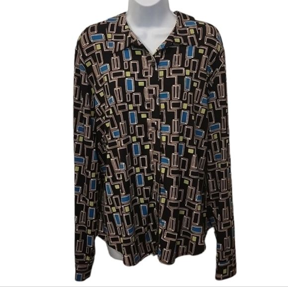 Lane Bryant Geometric Print Button Up Top - Picture 1 of 4